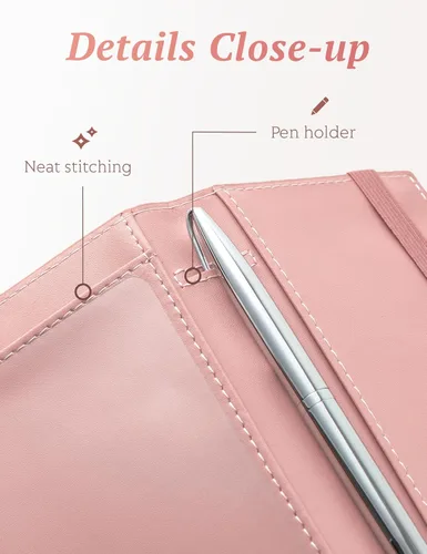 Vista 36 de Yarnic Funda para chequera personal, soporte para chequera con soporte para bolígrafo y divisor de plástico transparente integrado para cheques Rosa