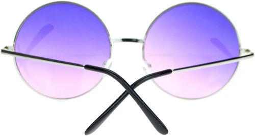 Vista 11 de Hippie Groovy Gradient Oversize Anteojos de sol redondos Lennon grandes