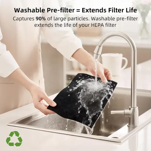 Vista 5 de uahpet Purificador de aire para mascotas para el hogar, reduce el pelo de las mascotas, la caspa, los olores, el polvo y el humo para habitaciones