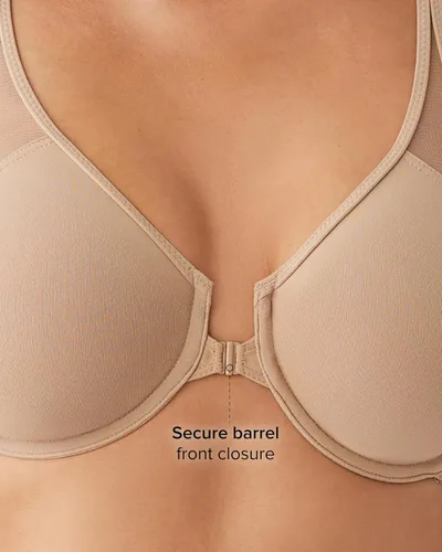 Vista 4 de Wacoal Body By Wacoal - Brasier sin forro con espalda cruzada y cierre frontal para mujer Negro