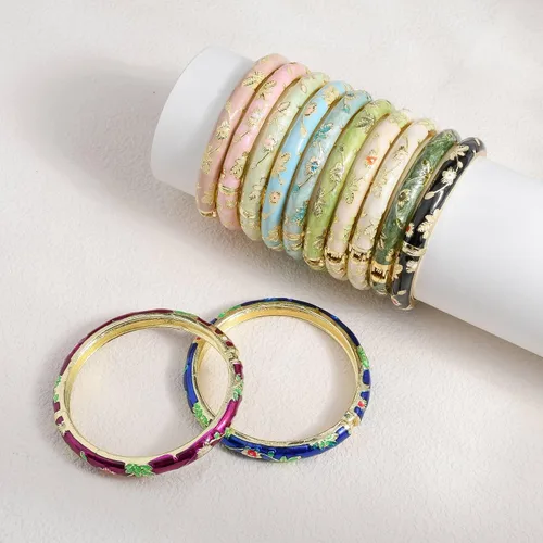 Vista 6 de Pulsera de flores vintage Chinoiserie Cloisonne para verano, elegante, vibrante, joyería étnica, regalos para mujeres, mejor amiga, mamá, hermana