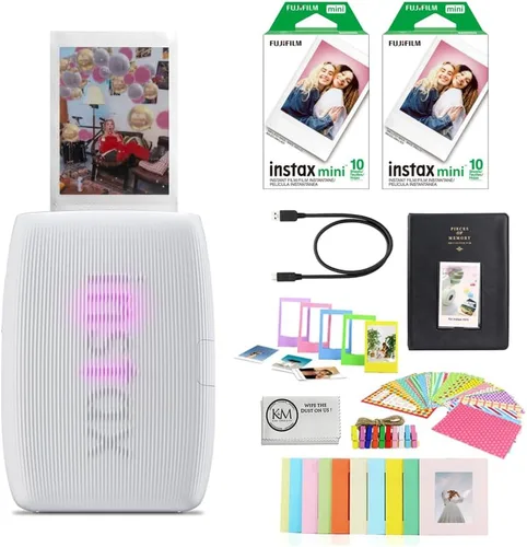Vista 10 de Impresora Fujifilm INSTAX Mini Link 3 para smartphone Paquete de película instantánea INSTAX Mini color blanco arcilla 20 exposiciones + paño
