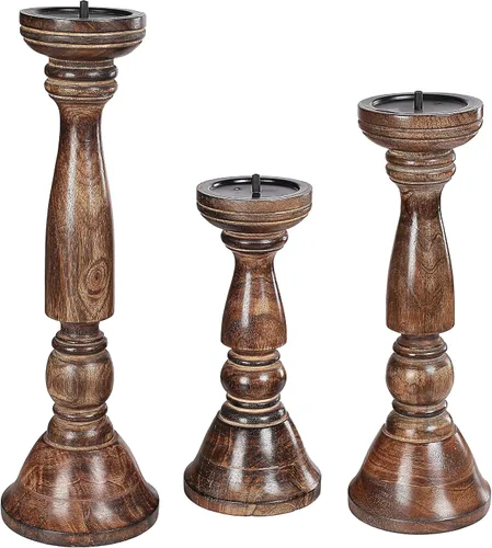 Vista 22 de pilares decorativos de madera para velas