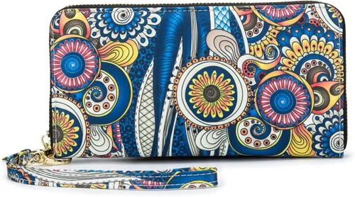 Vista 197 de Cartera de mano para mujer, estilo bohemio, con RFID, elegante, espaciosa con correa para viajes, capacidad para tarjetas, teléfono, dinero