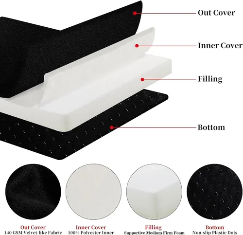 Vista 6 de HOMBYS Cojines de espuma para sillas reclinables para ancianos, almohadillas de silla de 4 pulgadas de grosor con soporte de respaldo para silla