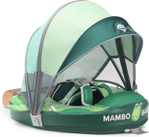 Vista 15 de Mambobaby Flotador con Cola para Bebé con Toldo, Flotador de Piscina Infantil, Entrenador de Natación para Bebés, Flotador de Agua sin Aire, Ángel