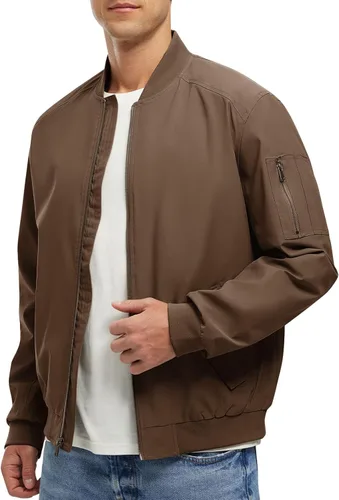 Vista 29 de Rdruko Chaqueta Bomber Ligera para Hombre Cazadora Cortavientos Casual Elegante a la Moda