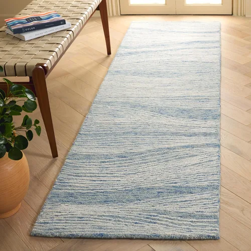 Vista 41 de SAFAVIEH Metro Collection - Alfombra decorativa de 2 x 3 pies, azul y marfil, diseño transicional, ideal para áreas de alto tráfico en pasillo, baño