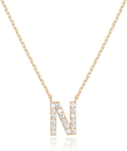 Vista 91 de PAVOI 14K White Gold Plated Cubic Zirconia Initial Necklace Letter Dainty Necklaces for Women