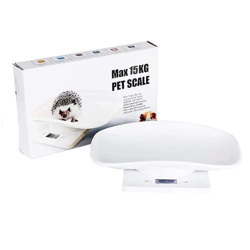 Vista 6 de Báscula digital para mascotas, báscula de animales pequeños con cinta métrica, báscula de alimentos de cocina, con un peso máximo de 33 libras