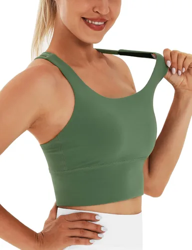 Vista 2 de Heathyoga High Impact Sports Bras for Women High Support Padded Sports Bra Longline Workout Bras for Women Strappy Yoga Bra