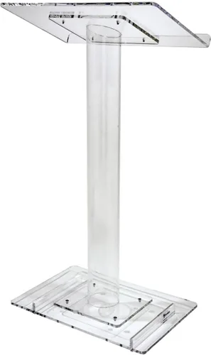 Vista 3 de Kingdom KL26C - Atril acrílico ligero y portátil, compacto o ligeramente más pequeño, con un práctico estante integrado, transparente