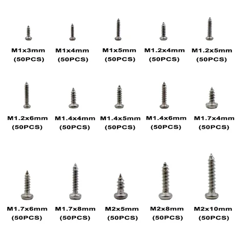 Vista 2 de Metric M1 M1.2 M1.4 M1.7 M2 - Tornillos autorroscantes de cabeza plana Phillips de acero inoxidable