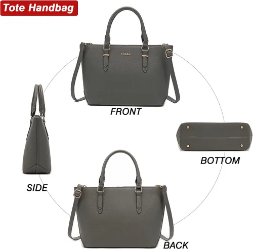 Vista 6 de YZAOLL Monederos para mujer de gran capacidad de cuero duro artificial, bolsos de hombro con doble asa