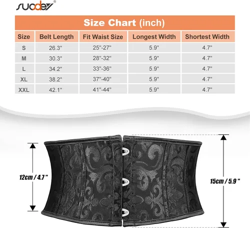 Vista 6 de SUOSDEY Cinturón de corsé de jacquard para mujer, con cordones, de satén, para avispa, renacentista, steampunk, pirata