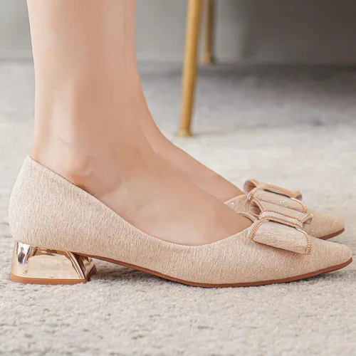 Vista 3 de Women's Low Block Chunky Heels Dress Shoes Pointed Toe Closed Toe Work Pumps Slip on Comfort Dress Shoes for Women