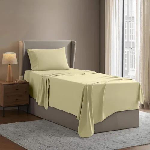 Vista 88 de Nestl - Juego de sábanas tamaño individual, sábanas de cama, color blanco, bolsillo profundo de 3 piezas 01-Blanco