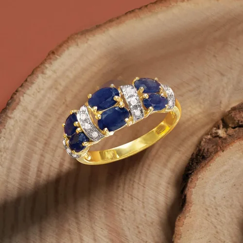 Vista 4 de Ross-Simons 2.80 ct. t.w. Sapphire Ring With Diamond Accents in 14kt Yellow Gold