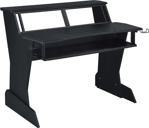 Vista 6 de Musia BE200 Series Estación de trabajo de estudio musical de escritorio con 2 x 4U Rack (Negro)