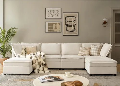 Vista 15 de HULALA HOME Sofá seccional modular, sofá grande en forma de U de 8 asientos con otomano de almacenamiento, sofá cómodo de chenilla con asiento
