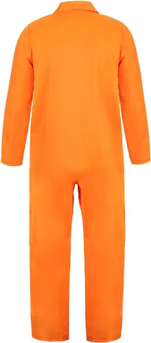 Vista 3 de Grebrafan Disfraz de prisionero para hombre, overol de Halloween para adultos de prisión naranja