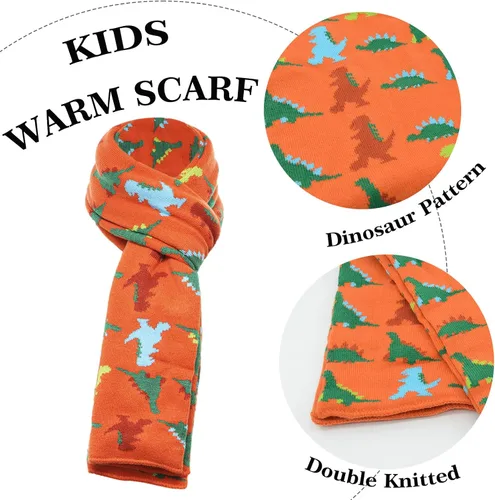 Vista 4 de Conjunto de 3 piezas de gorro de invierno para niños, bufanda y dinosaurio, pompón, gorro de punto, cálido