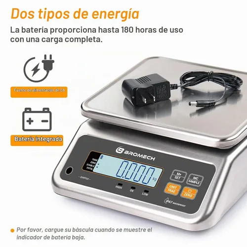 Vista 5 de Balanza de alimentos en libras y onzas, recargable, grado comercial, plataforma de acero inoxidable, para carnicería, tienda de delicatessen