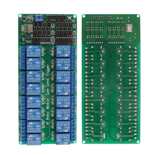 Vista 5 de ACEIRMC 5 V 16 canales Módulo de placa de interfaz de relé con optoacoplado LED LM2576 de alimentación para Arduino Kit de bricolaje PiC ARM AVR