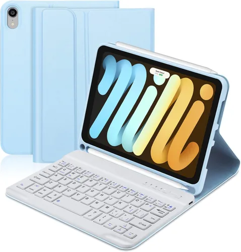 Vista 29 de Funda con teclado para iPad mini, teclado Bluetooth inalámbrico desmontable delgado con folio inteligente para Apple iPad mini 5 2019/iPad Mini 1 2