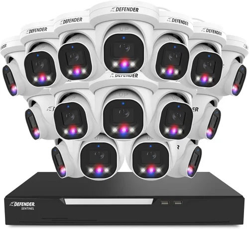 Vista 11 de Defender Sistema de cámara de seguridad Sentinel Pro Turret 8CH NVR PoE, 4 cámaras de torreta de metal, gran angular de 109°, clasificación IP66