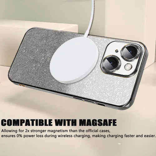 Vista 220 de Misscase Funda magnética con purpurina para iPhone 11 compatible con MagSafe, protección completa, delgada, a prueba de golpes, antiarañazos