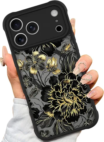 Vista 36 de AIGOMARA Magnetic Case for iPhone 16 Pro, Striped Floral - Black Black - Striped Floral
