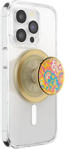 Vista 17 de PopSockets PopTop, agarre adhesivo para teléfono con parte superior intercambiable, esmalte - trébol oro rosa