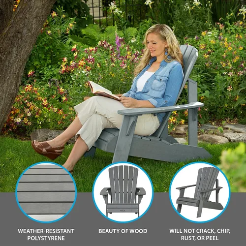 Vista 4 de Lifetime Adirondack - Silla de imitación madera Gris (Harbor Gray)