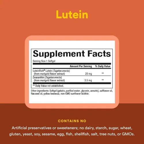 Vista 4 de Natural Factors - Luteína 20 mg, antioxidante natural para apoyar la salud ocular, 30 geles blandos