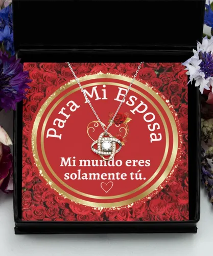 Vista 3 de Cadena para esposa con mensaje personalizado, regalo de aniversario de boda o Navidad