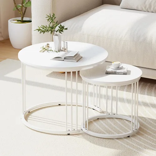 Vista 11 de Garden 4 you Mesa de Centro de Mármol Sintético Mesa Nido para Espacios Pequeños 2 Juegos Muebles Modernos Juegos de Sala Mesa Auxiliar Lateral