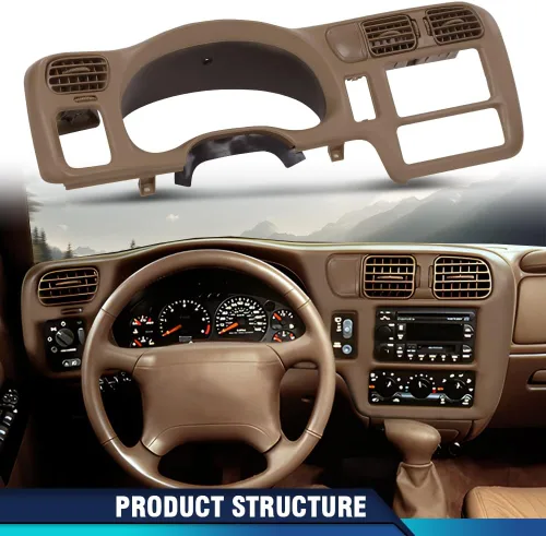 Vista 8 de PIT66 Bisel del Tablero de Instrumentos Cluster Bisel del Tablero Trim, Compatible con Chevy Blazer S10 GMC Jimmy Sonoma 1998 1999 2000 2001 2002