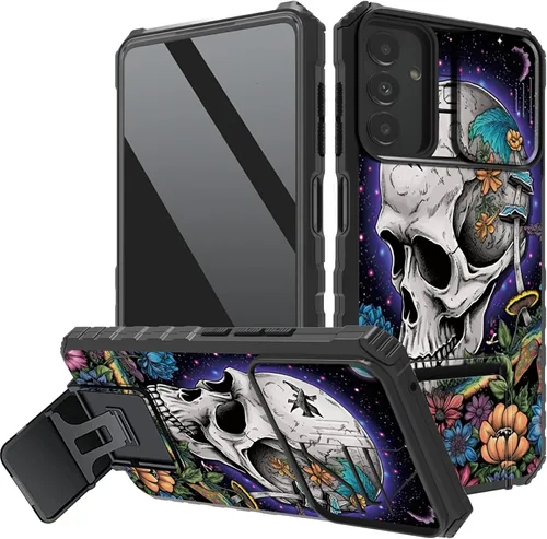 Vista 23 de Funda protectora para cámara Samsung Galaxy A14 5G, resistente y resistente con protección deslizante para lente deslizante, soporte integrado