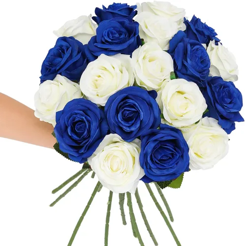 Vista 13 de Tifuly Rosas artificiales – 12 piezas de rosas artificiales realistas de tallo largo, rosas de seda estilo Mashup para ramos de bricolaje, centros
