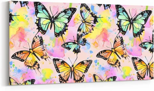 Vista 25 de Daisy Florals Wall Artwork Decor,Cartoon Blue Wildflowers Wall Painting for Boys Girls Women,Retro Country Style 38" Lx19 W