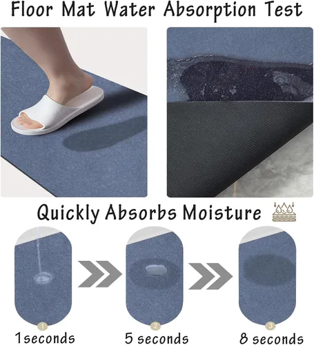Vista 3 de Tapetes de baño antideslizantes, de tierra de diatomeas, finos para debajo de la puerta, de secado rápido, absorbente de agua, frente a la bañera