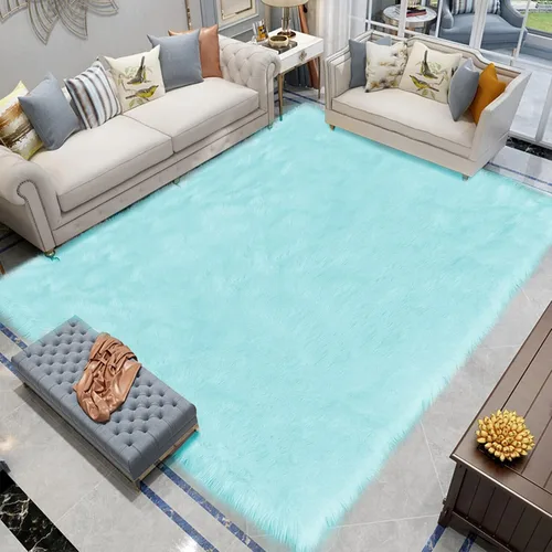 Vista 116 de Latepis - Alfombra rectangular de piel sintética tipo lana de oveja suave y esponjosa de estilo bohemio para sala de estar, dormitorio y residencias