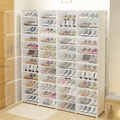 Vista 10 de DNYSYSJ Organizador de zapatos, 12 niveles apilables, 72 pares de gabinetes de zapatos, estante organizador de zapatos en torre, estante de pie