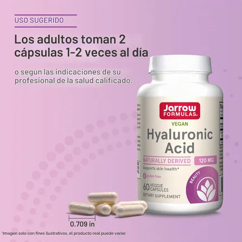 Vista 7 de ácido hialurónico de Jarrow Formulas, HYAL, 1, 1 Cuidado de la piel y apoyo a la salud, 60 cápsulas vegetales, suministro de hasta 30 días, apoya