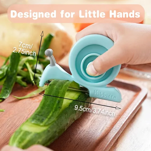 Vista 8 de Kibbidea Cuchillos seguros para niños con pelador, juego de cocina para niños sin BPA para cocina real, juego de cuchillos infantiles de acero