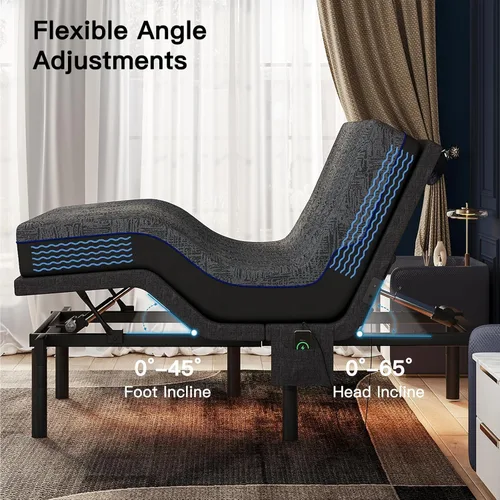 Vista 3 de Pipishell Base de cama ajustable individual XL y colchón de espuma viscoelástica de 14 pulgadas con masaje, base de cama eléctrica con espuma