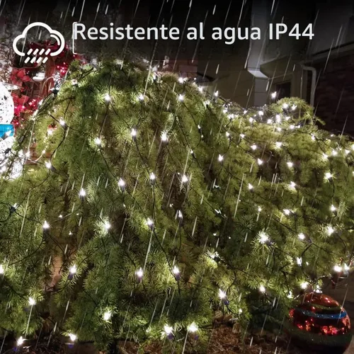 Vista 6 de LAMPHOME Red de luces LED de Navidad para exteriores, 150 luces LED de 6 x 4 pies, tira de luces de malla de hadas conectables al aire libre