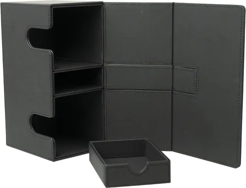 Vista 3 de TopDeck Más de 200 cartas dobles Pro - Compartimentos dobles premium para máxima protección y almacenamiento de tarjetas - Soporte para caja