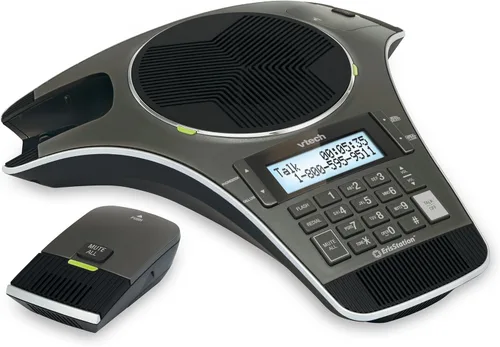 Vista 8 de VTech VCS712 ErisStation DECT 6.0 Teléfono inalámbrico de conferencia con 2 micrófonos inalámbricos, altavoz dúplex completo, tecnología Orbitlink